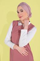 Tesettür giyim KIRMIZI YANDAN YIRTMAÇLI 3&prime;LÜ PANTOLONLU TAKIM 1405