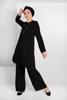 Vêtements hijab NOIR COSTUME RUCHÉ À FLUIDE 2113