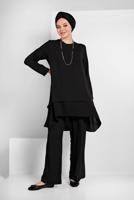 Vêtements hijab NOIR COSTUME RUCHÉ À FLUIDE 2113