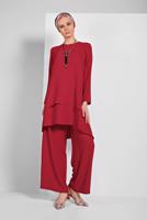 Tesettür giyim BORDO FIRFIRLI SALAŞ 2&prime;Lİ PANTOLONLU TAKIM 2113