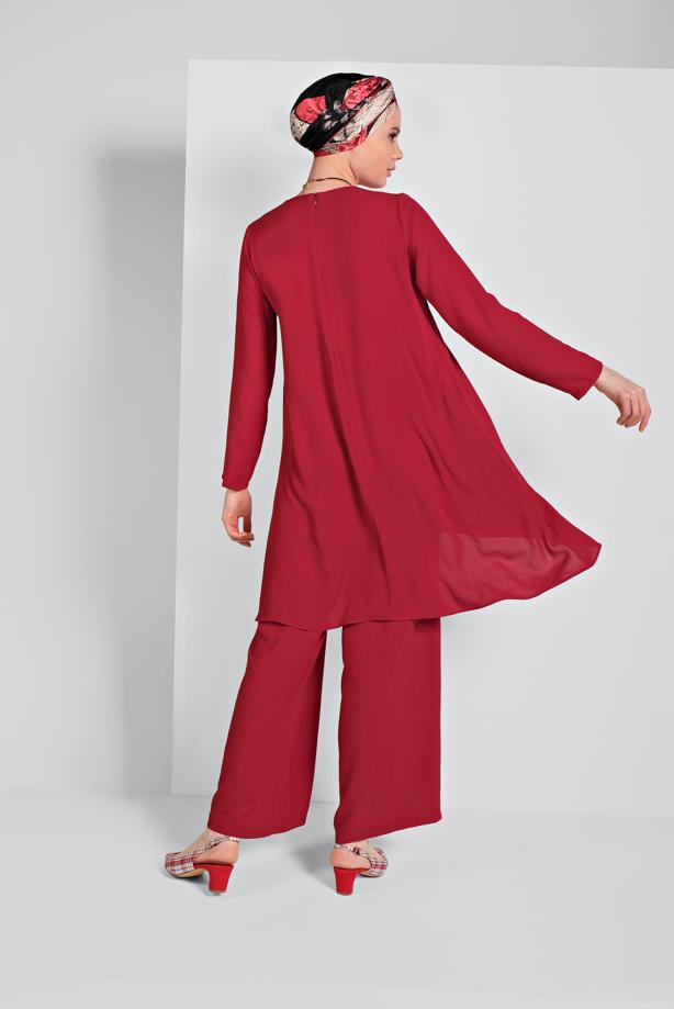 Tesettür giyim  FIRFIRLI SALAŞ 2&prime;Lİ PANTOLONLU TAKIM 2113 - TRENDTESETTÜR