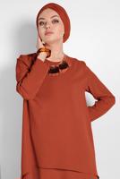 Vêtements hijab BRUN COSTUME RUCHÉ À FLUIDE 2113