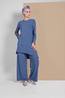 Vêtements hijab BLEU MARINE COSTUME RUCHÉ À FLUIDE 2113