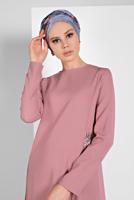 Tesettür giyim PUDRA PULLU TÜL DETAYLI İKİLİ PANTOLONLU TAKIM 2255