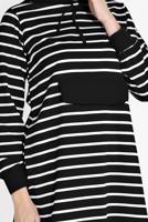 Tesettür giyim SİYAH ÇİZGİLİ KAPÜŞONLU EŞOFMAN TAKIM 2426