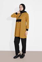 Tesettür giyim SARI ÇİZGİLİ KAPÜŞONLU EŞOFMAN TAKIM 2426
