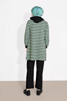 Tesettür giyim YEŞİL ÇİZGİLİ KAPÜŞONLU EŞOFMAN TAKIM 2426