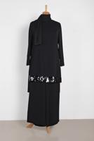 Tesettür giyim SİYAH ALVİNA PUL PAYET DETAYLI 2′Lİ PANTOLONLU TAKIM 2853 