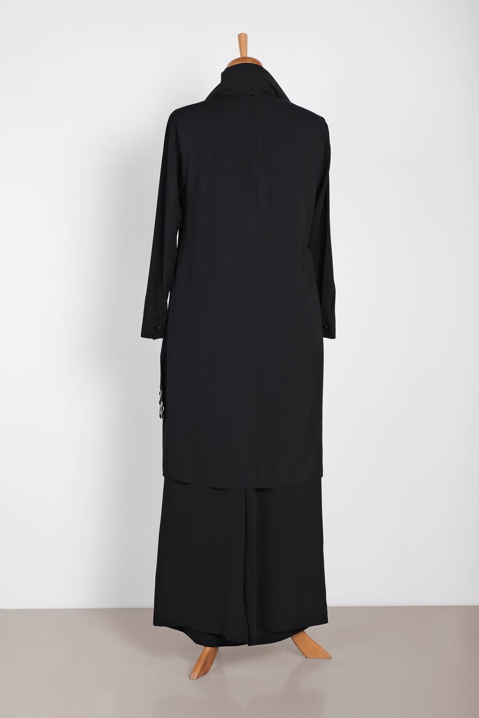 Tesettür giyim SİYAH ALVİNA PUL PAYET DETAYLI 2′Lİ PANTOLONLU TAKIM 2853 