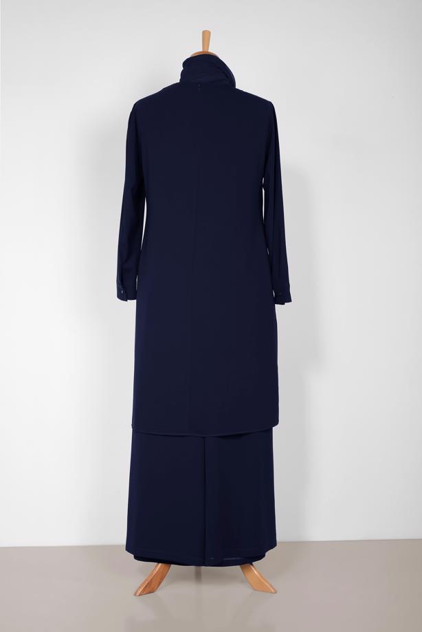 Tesettür giyim LACİVERT ALVİNA PUL PAYET DETAYLI 2′Lİ PANTOLONLU TAKIM 2853  - TRENDTESETTÜR