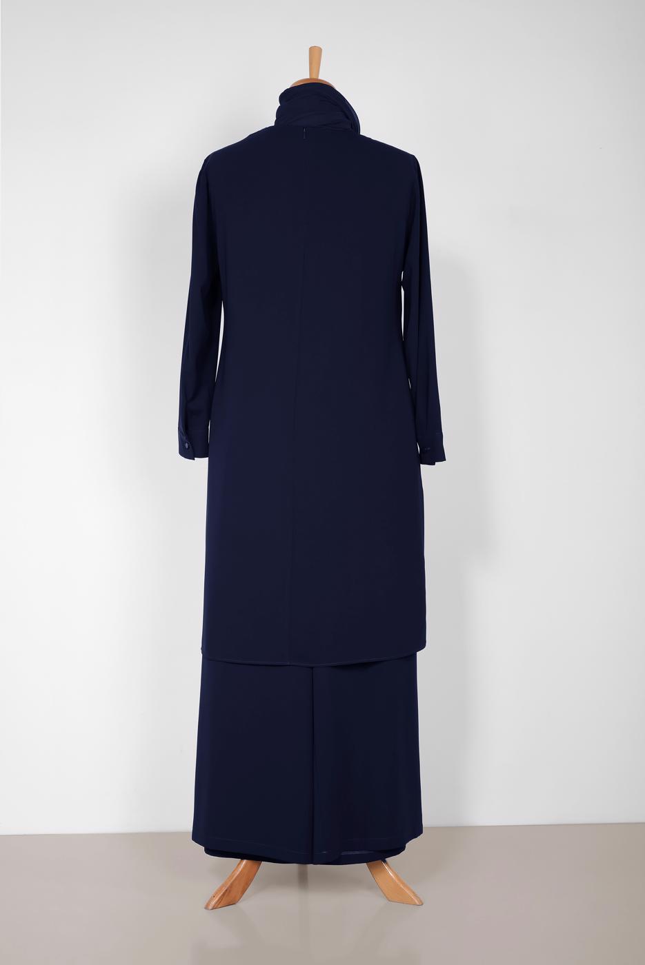 Tesettür giyim LACİVERT ALVİNA PUL PAYET DETAYLI 2′Lİ PANTOLONLU TAKIM 2853 