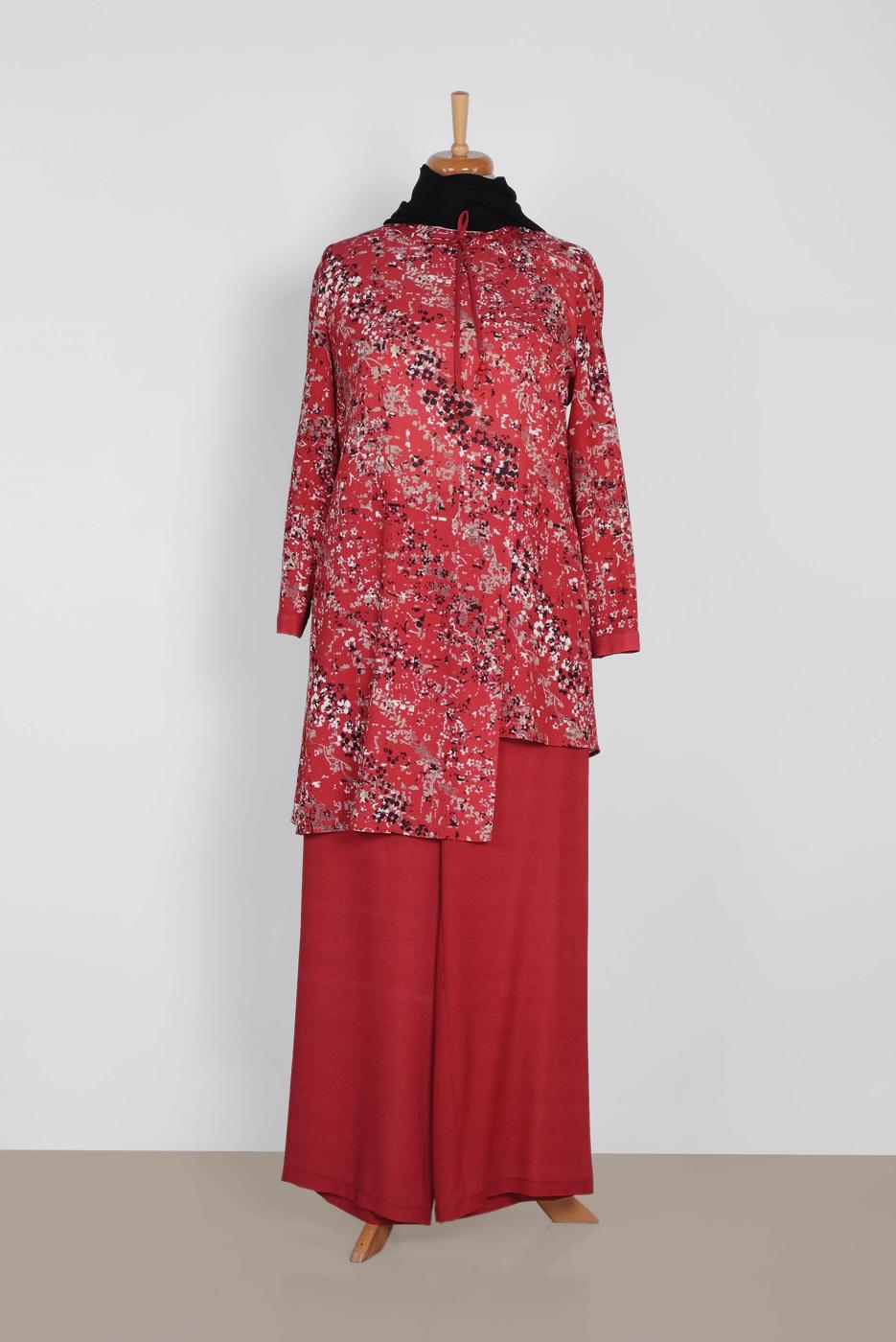 Vêtements hijab ROUGE ALVINA COSTUME IMPRIMÉ FLEURI 2869