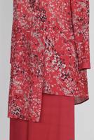 Tesettür giyim KIRMIZI ÇİÇEK DESENLİ ASİMETRİK PANTOLONLU TAKIM 2869