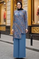 Hijab clothing NAVY BLUE ALVINA FLORAL PATTERNED PANTSUIT T 2869
