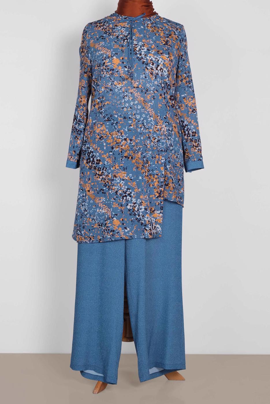 Hijab clothing NAVY BLUE ALVINA FLORAL PATTERNED PANTSUIT T 2869