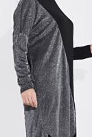 Tesettür giyim SİYAH ASİMETRİK KESİM KUMAŞ MİX PANTOLONLU TAKIM 2880 