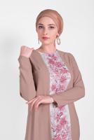 Tesettür giyim PUDRA ALVİNA DESENLİ PANTOLONLU TAKIM T 30020 