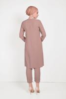 Tesettür giyim PUDRA ALVİNA DESENLİ PANTOLONLU TAKIM T 30020 