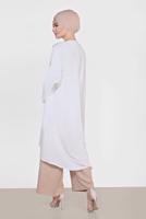 Tesettür giyim KREM ALVİNA ÇİÇEK DESENİ DETAYLI 3&prime;LÜ PANTLONLU TAKIM 3528