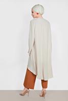 Tesettür giyim BEJ ALVİNA ÇİÇEK DESENİ DETAYLI 3&prime;LÜ PANTLONLU TAKIM 3528