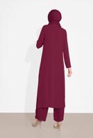 Tesettür giyim MOR ALVİNA İKİLİ PANTOLONLU TAKIM T 3537