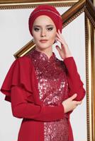 Vêtements hijab ROUGE BORDEAUX TAILLEUR À COL MAO T 3544