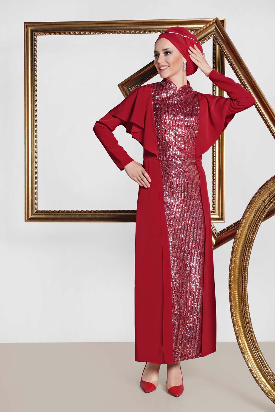 Vêtements hijab ROUGE BORDEAUX TAILLEUR À COL MAO T 3544