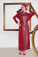 Vêtements hijab ROUGE BORDEAUX TAILLEUR À COL MAO T 3544