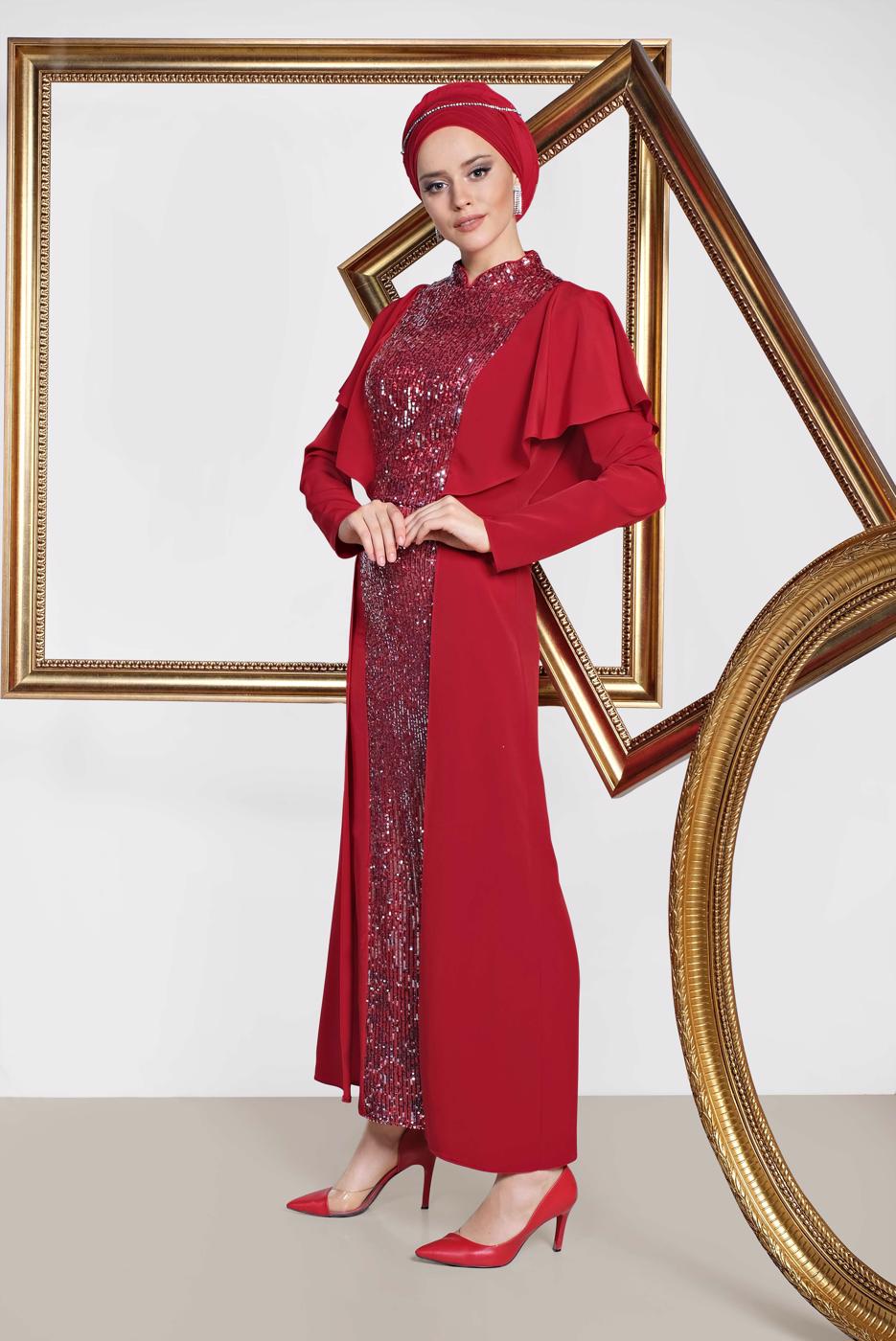 Vêtements hijab ROUGE BORDEAUX TAILLEUR À COL MAO T 3544