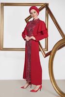 Vêtements hijab ROUGE BORDEAUX TAILLEUR À COL MAO T 3544