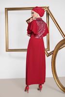 Vêtements hijab ROUGE BORDEAUX TAILLEUR À COL MAO T 3544