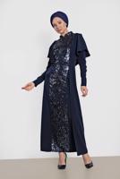 Vêtements hijab BLEU MARINE TAILLEUR À COL MAO T 3544