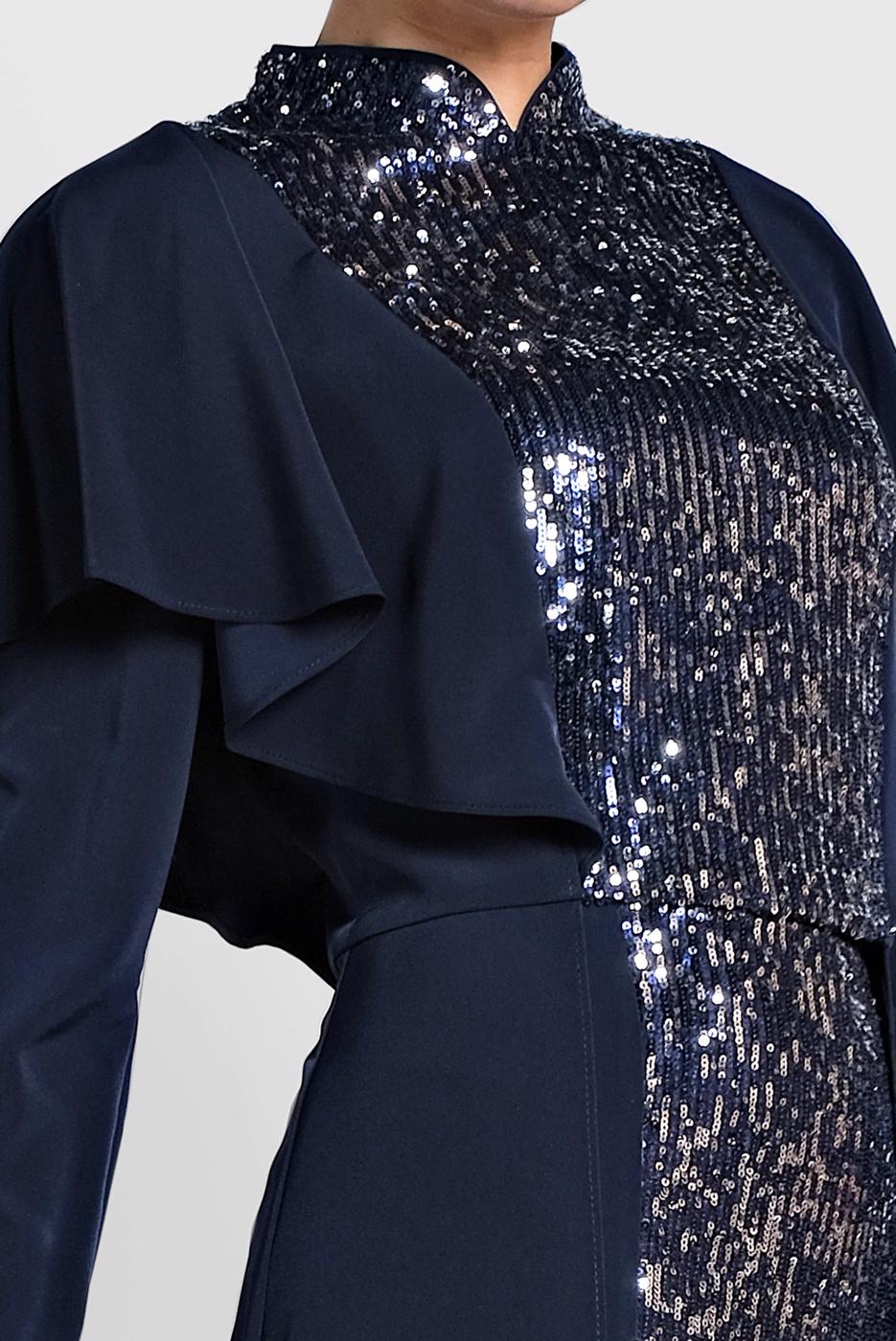 Vêtements hijab BLEU MARINE TAILLEUR À COL MAO T 3544