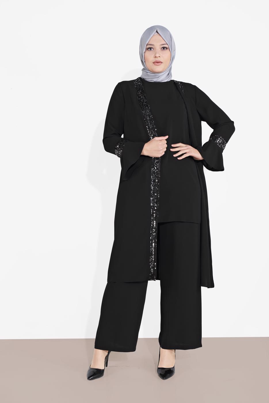 Vêtements hijab NOIR ALVINA COSTUME À SEQUINS 3546 