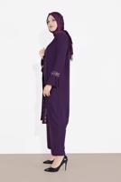 Tesettür giyim MOR ALVİNA PUL PAYET 3′LÜ PANTOLONLU TAKIM  3546 