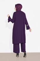Tesettür giyim MOR ALVİNA PUL PAYET 3′LÜ PANTOLONLU TAKIM  3546 