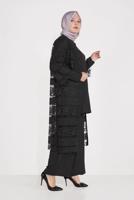 Vêtements hijab NOIR T 3547 ALVİNA DANTEL 1221 3′LÜ PANT.TAKIM