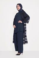 Vêtements hijab BLEU MARINE T 3547 ALVİNA DANTEL 1221 3′LÜ PANT.TAKIM