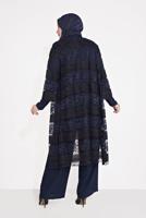Vêtements hijab BLEU MARINE T 3547 ALVİNA DANTEL 1221 3′LÜ PANT.TAKIM