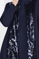 Tesettür giyim LACİVERT PUL PAYET DETAYLI 3′LÜ PANTOLONLU TAKIM 3549