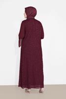 Vêtements hijab ROUGE BORDEAUX ENSEMBLE DE ROBE EN DENTELLE 2 PIÈCES 3567 