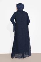 Vêtements hijab BLEU MARINE ENSEMBLE DE ROBE EN DENTELLE 2 PIÈCES 3567 