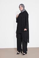 Vêtements hijab NOIR COSTUME EN BRILLANT À CÔTELÉ 3573