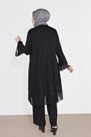 Vêtements hijab NOIR COSTUME EN BRILLANT À CÔTELÉ 3573