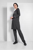 Tesettür giyim GRİ PAMUKLU TAŞ DETAYLI EŞOFMAN TAKIMI 3719