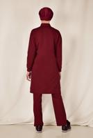 Tesettür giyim BORDO ALVİNA PUL PAYETLİ 2&prime;Lİ PANTOLONLU TAKIM 4071