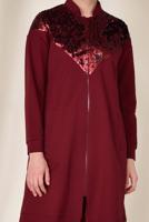 Tesettür giyim BORDO ALVİNA PUL PAYETLİ 2&prime;Lİ PANTOLONLU TAKIM 4071