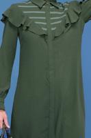 Tesettür giyim HAKİ ALVİNA FIRFIRLI PANTOLONLU TAKIM 40808