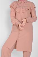 Tesettür giyim PUDRA ALVİNA FIRFIRLI PANTOLONLU TAKIM 40808