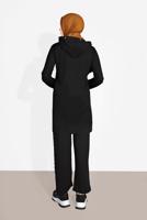 Tesettür giyim SİYAH İNCİ DETAYLI KAPÜŞONLU EŞOFMAN TAKIM 4126